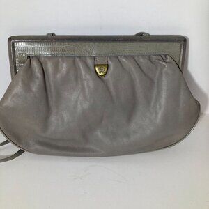 Womens Vintage Etienne Aigner Leather Convertible Clutch Shoulder Bag Gray 8.5 x